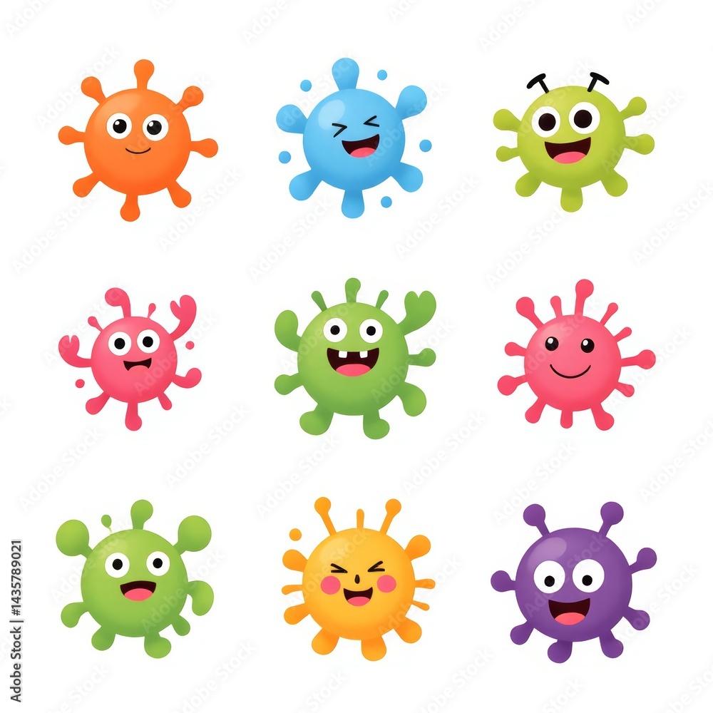 Obraz premium Colorful happy bacteria