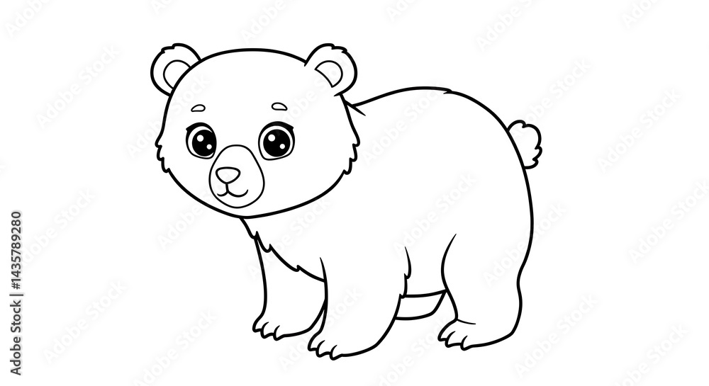 Fototapeta premium cute bear Outlined colouring page black and white for kids with white background