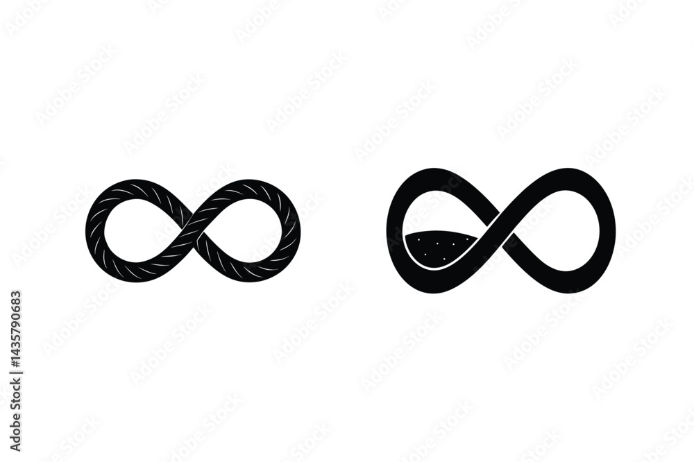 Fototapeta premium Black Infinity Symbol Variations On White Background Concept Of Endless Possibilities
