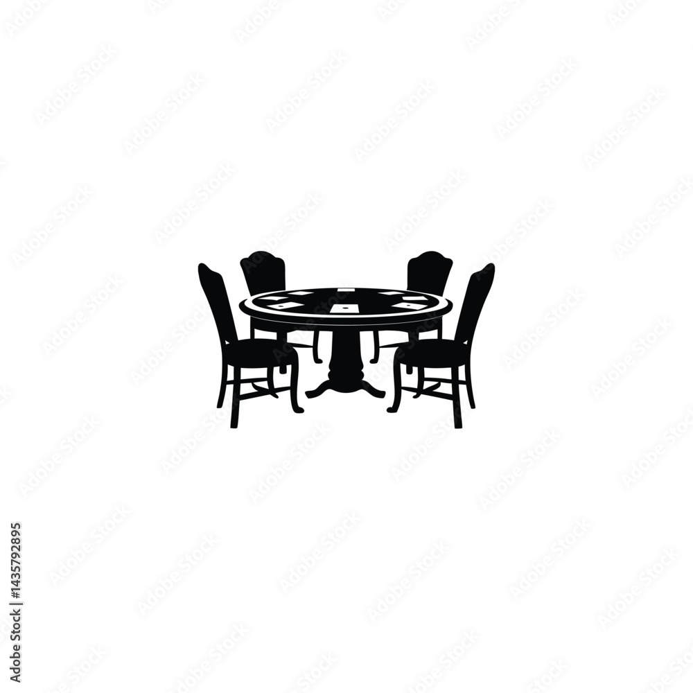 Poker Table silhouette on white background Poker Table silhouette on white background