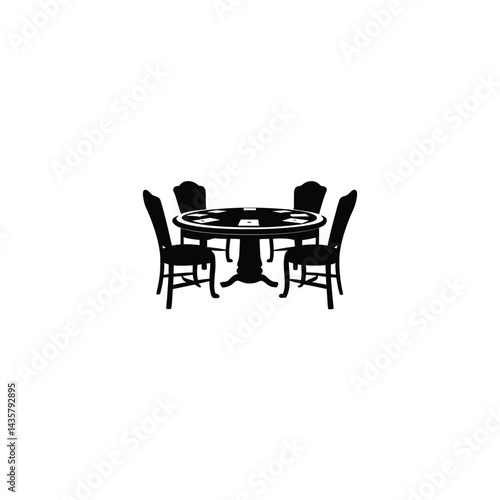 Poker Table silhouette on white background