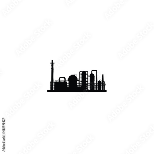 Refinery plant silhouette on white background
