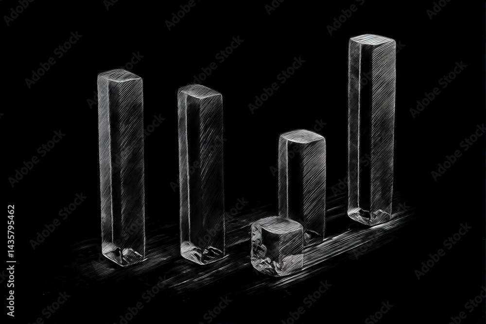 Abstract Crystal Bars Symbolizing Growth and Progress in Business