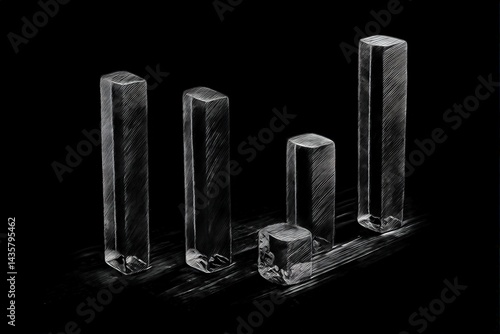Obraz na płótnie Abstract Crystal Bars Symbolizing Growth and Progress in Business w salonie