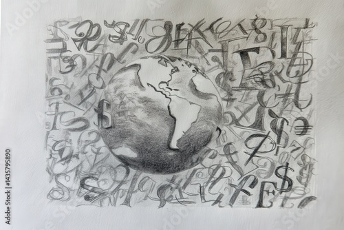 Obraz na płótnie Abstract Earth Illustration with Graphical Letter Elements w salonie