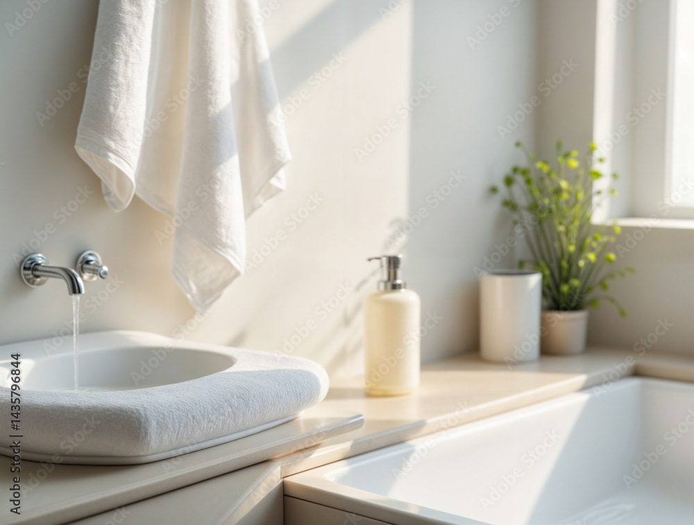 Fototapeta premium Bright Bathroom with Natural Light