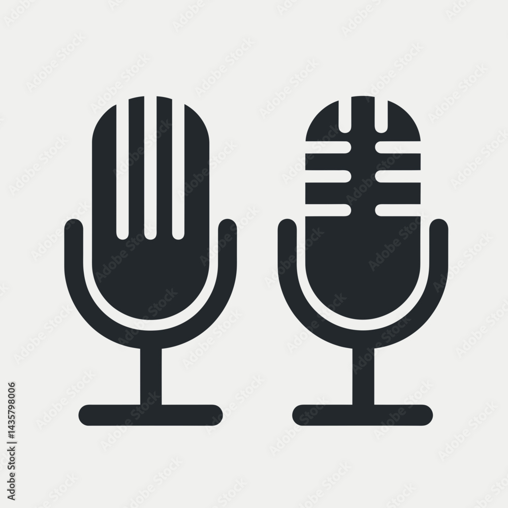 very simple flat and single minimalist Broadcasting Microphone Silhouettes in black on a white background very simple flat and single minimalist Broadcasting Microphone Silhouettes in black on a white background