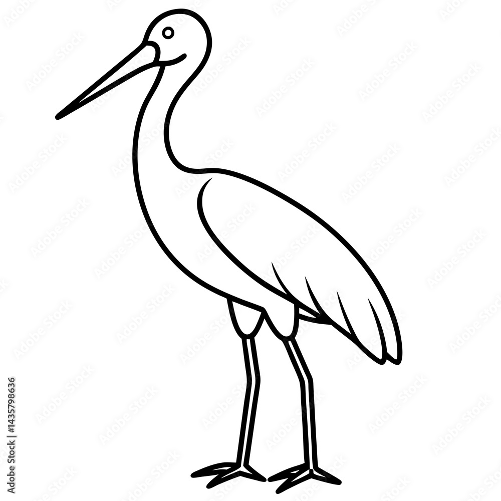 Obraz premium Graceful Stork Line Drawing