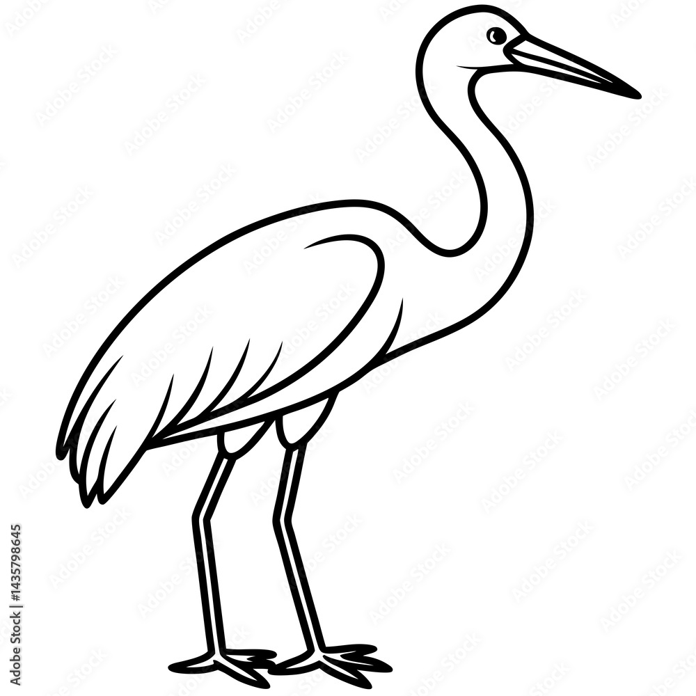 Obraz premium Graceful Stork Line Drawing