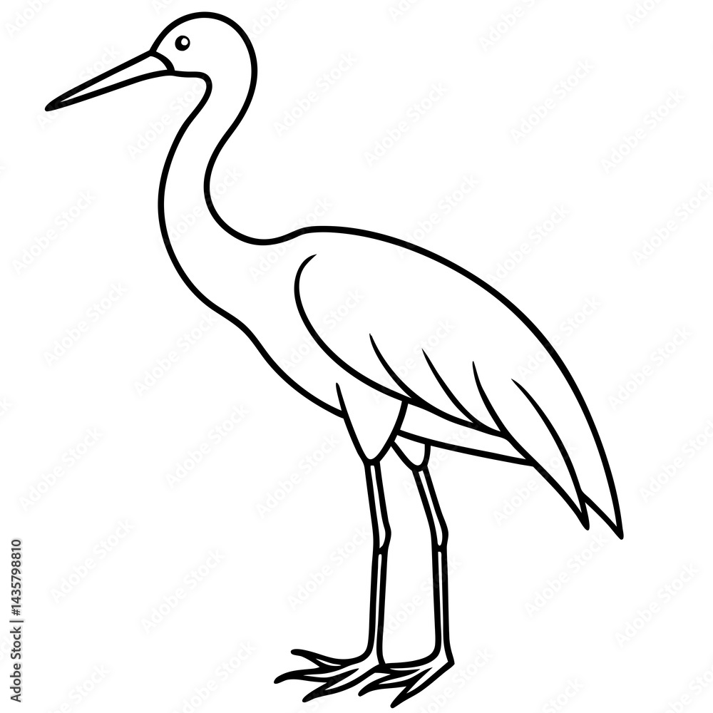 Obraz premium Graceful Stork Line Drawing