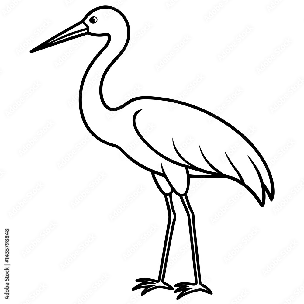 Obraz premium Graceful Stork Line Drawing