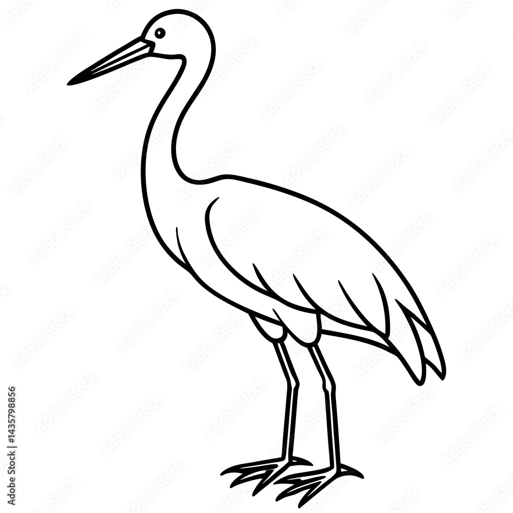 Obraz premium Graceful Stork Line Drawing