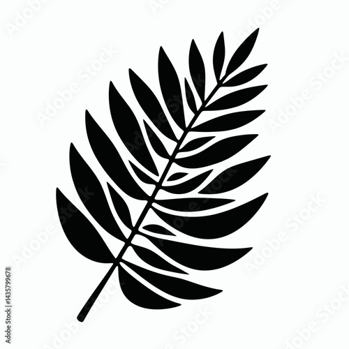  very simple flat and single minimalist Loose Leaf Silhouettes in black on a white background 