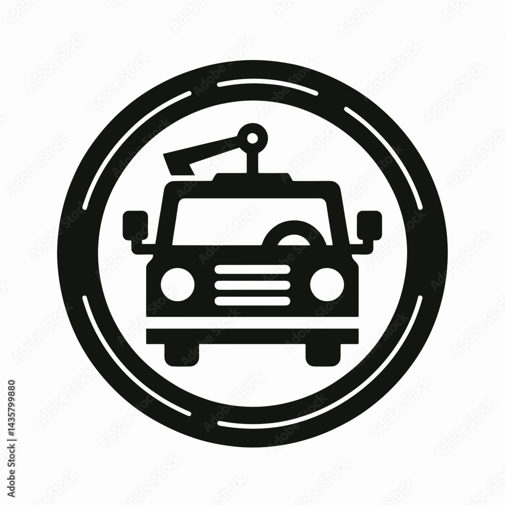 very simple flat and single minimalist Towing Badge Silhouettes in black on a white background very simple flat and single minimalist Towing Badge Silhouettes in black on a white background