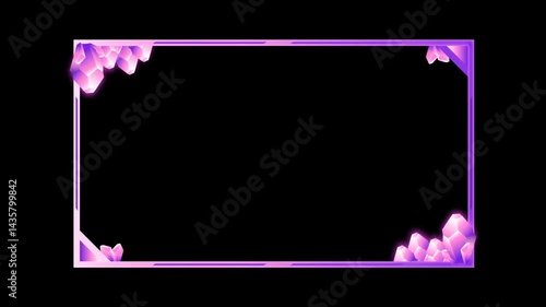 Beautiful gem magic webcam overlay for streaming border with transparent background. Animation Border gaming