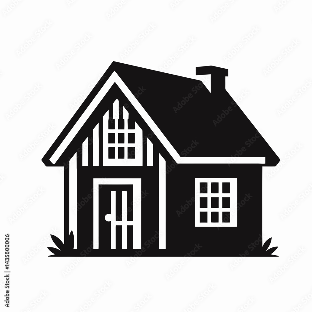 very simple flat and single minimalist Playhouse Silhouettes in black on a white background very simple flat and single minimalist Playhouse Silhouettes in black on a white background