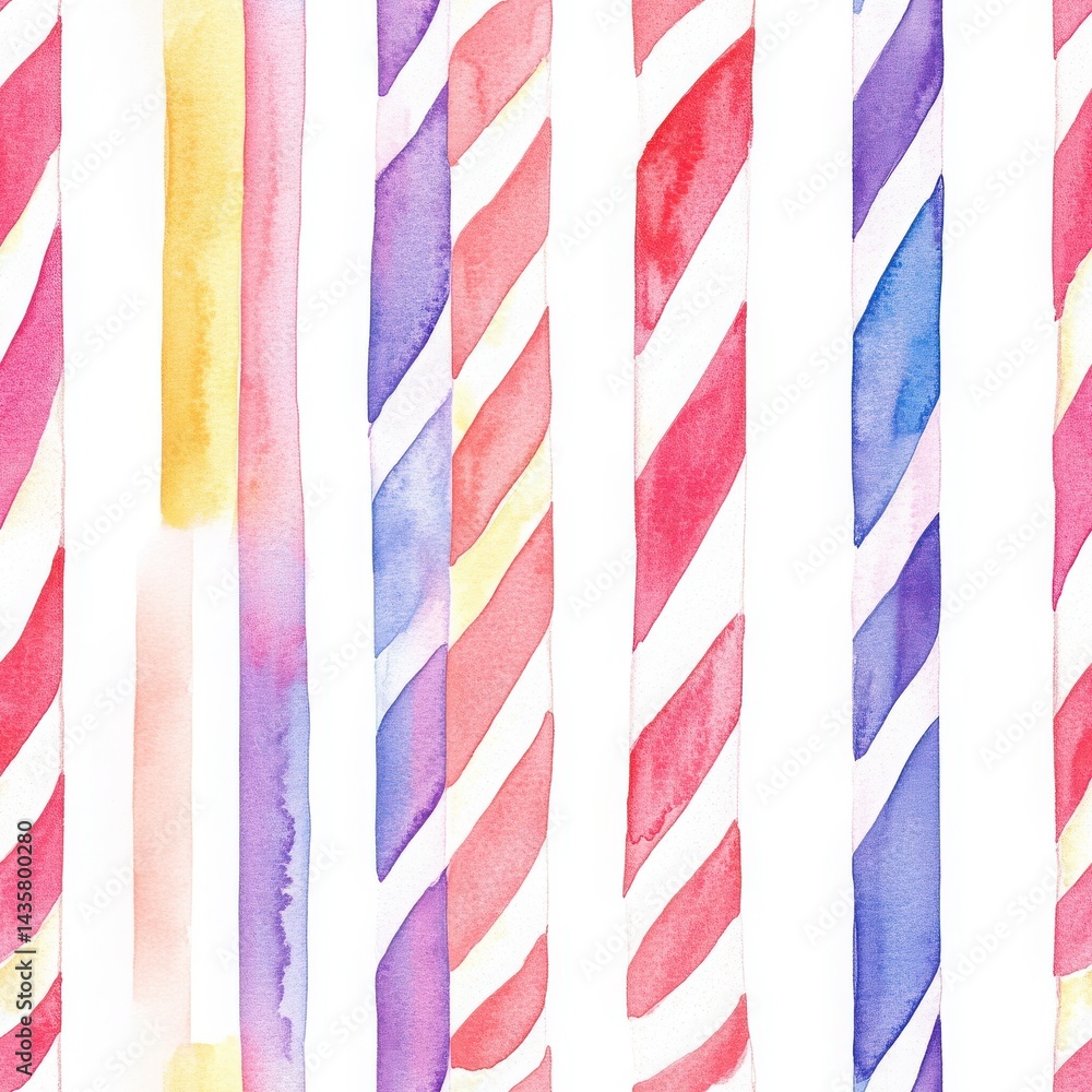 Watercolor Candy Cane Pattern Background Watercolor Candy Cane Pattern Background