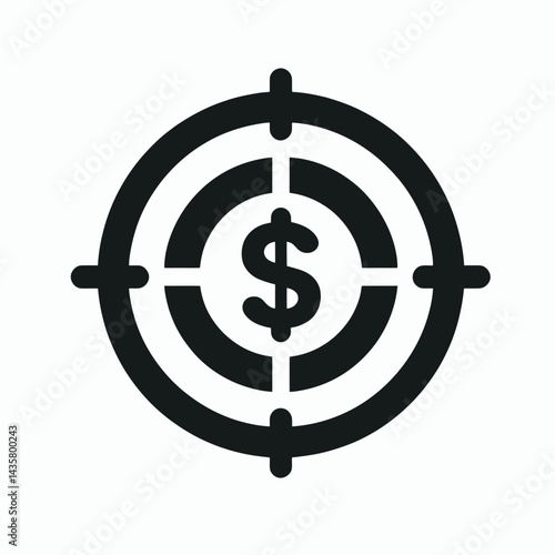  very simple flat and single minimalist Money Target Silhouettes in black on a white background 