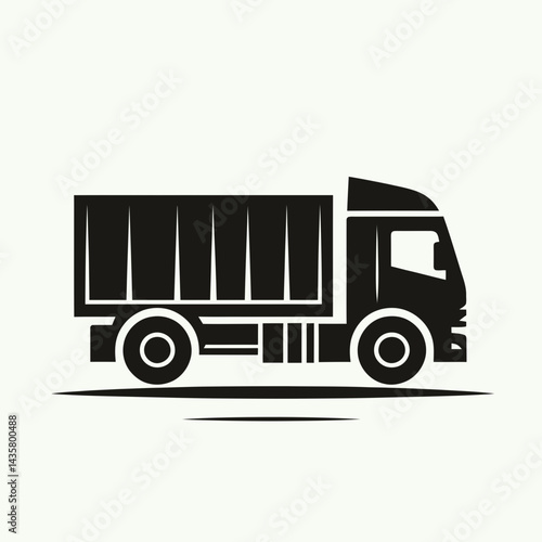  very simple flat and single minimalist Truck Silhouettes in black on a white background 