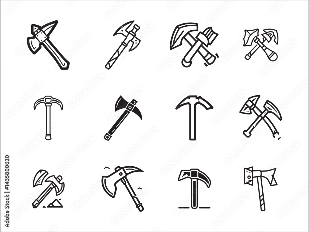 Fototapeta premium Pickaxe Icon Vector Illustration