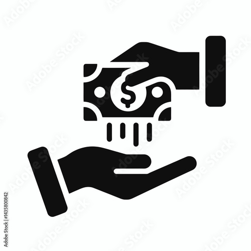  very simple flat and single minimalist Givving Money Silhouettes in black on a white background