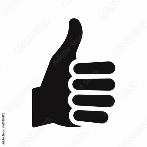  very simple flat and single minimalist Thumbs Up Silhouettes in black on a white background 