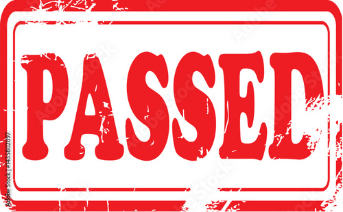 Passed Grunge Rubber Stamp in Red on White Background. Perfect for business documents, office use, administrative purposes, and graphic design 