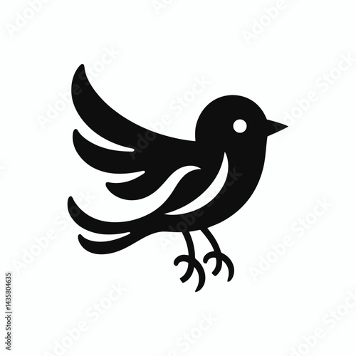  very simple flat and single minimalist Bird Silhouettes in black on a white background 