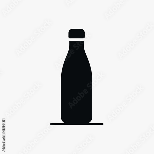  very simple flat and single minimalist Water Bottle Silhouettes in black on a white background  photo