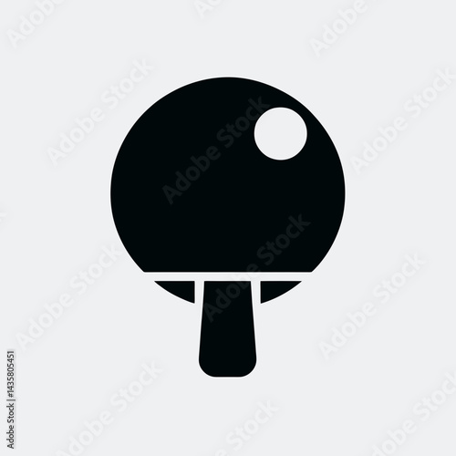  very simple flat and single minimalist PingPong Silhouettes in black on a white background 