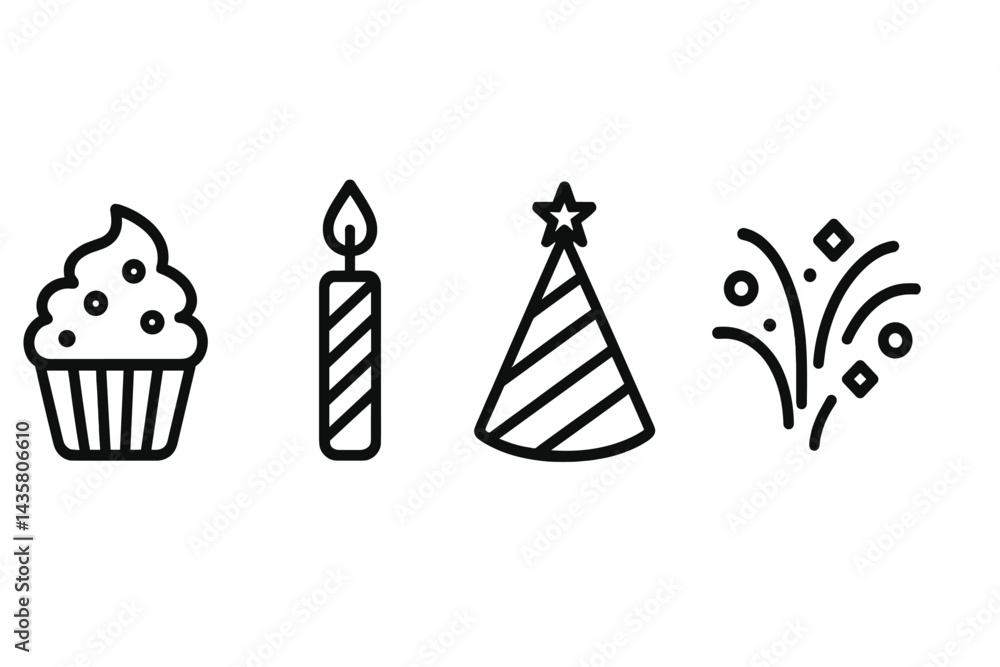 Festive icons that capture dessert, décor, and fun sparks Festive icons that capture dessert, décor, and fun sparks