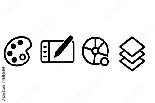 Icons from the Creative Suite that embody artistic expression and digital workflow