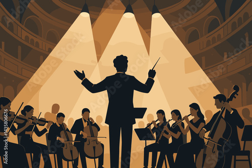 The performing-arts scene is flat, exposing the musical direction and atmosphere