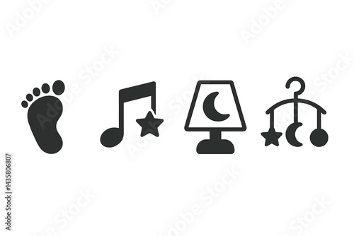 Icons representing infant sleep highlight the importance of comfort, rhythm, and security