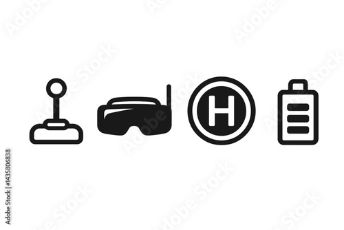 Icons of recreational UAVs display pilot equipment and power