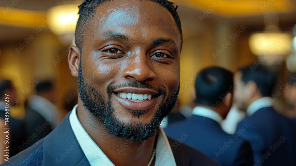 Portrait of a Smiling Man in a Suit at an Event