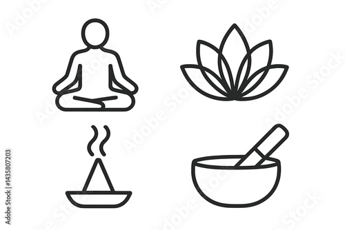 Icons of calmness are represented through practice, aroma, and sound therapy