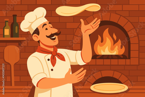 A dull scene showcasing the craft of making artisan pizzas