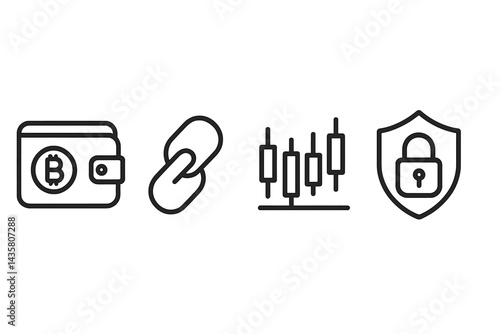 Icons of digital finance that stress security, value, and technology