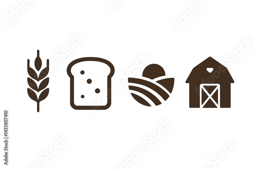 Icons with a rustic grain connect ideas of origin, products, and rural landscapes