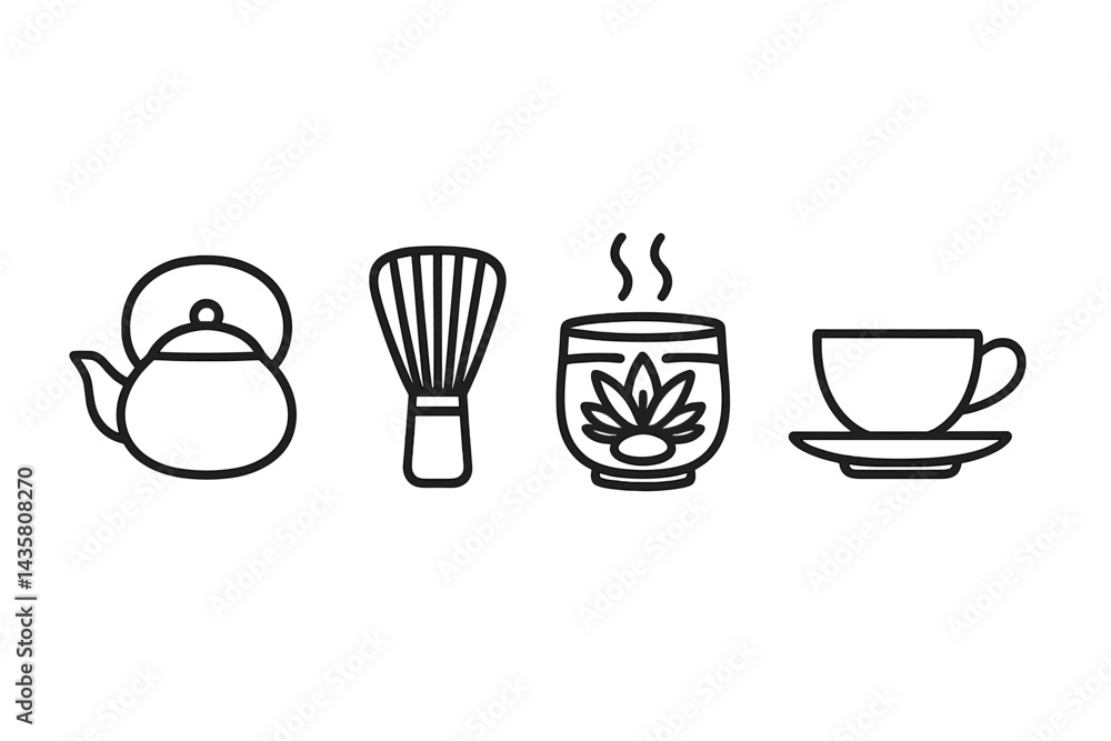 Beverage icons representing various brewing traditions Beverage icons representing various brewing traditions