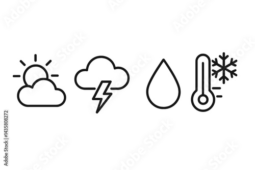Forecast icons depicting main conditions in cohesive flat style