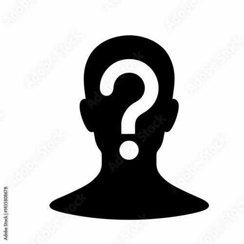  very simple flat and single minimalist Unknown Caller Silhouettes in black on a white background