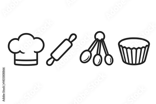 Baking icons displaying essential patisserie gear