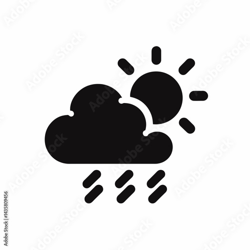  very simple flat and single minimalist Cloud and Weather Silhouettes in black on a white background 
