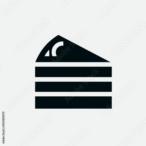  very simple flat and single minimalist Cake Slice Silhouettes in black on a white background