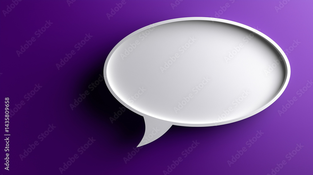 Minimalist Speech Bubble on Deep Purple Background Minimalist Speech Bubble on Deep Purple Background