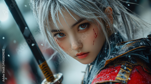 Woman in warrior cosplay