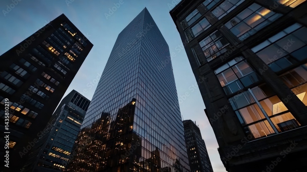 Fototapeta premium NYC Skyscrapers Dusk Architectural Perspective