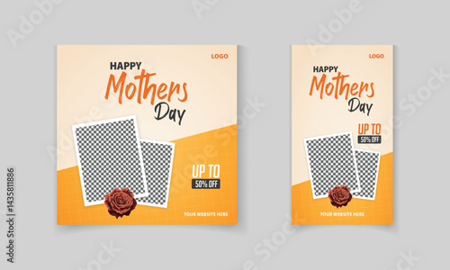 Happy Mother's Day social media post and story for sale, discount offer, promotion template design